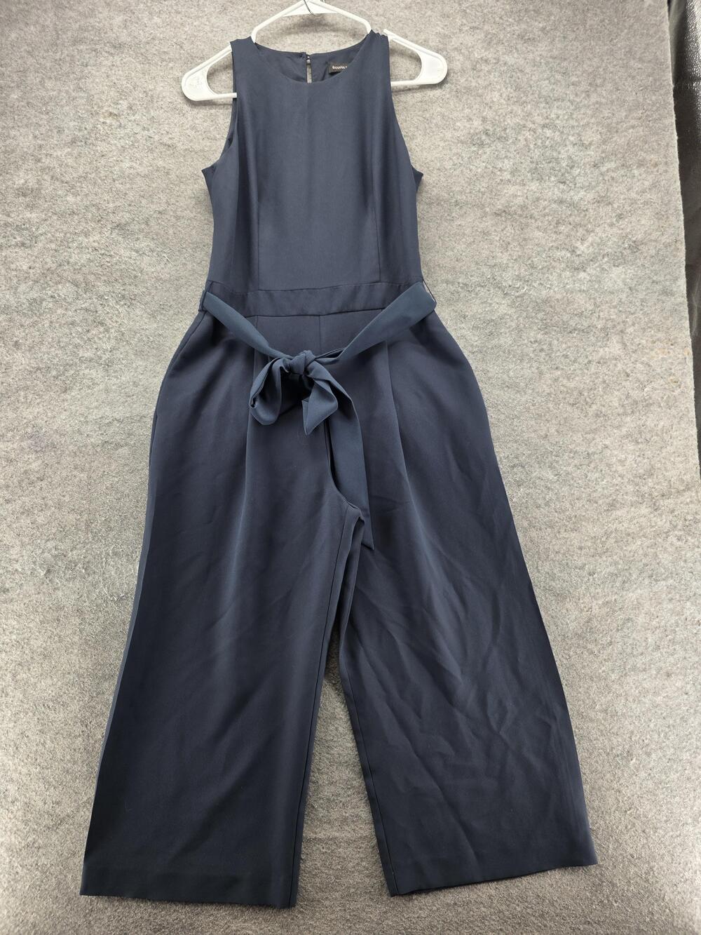 Banana Republic Jumpsuit Womens 4 Blue Sleeveless Wide Leg Crepe Tie Waist